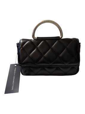 French Connection Mell Quilted Crossbody Bag Black NWT